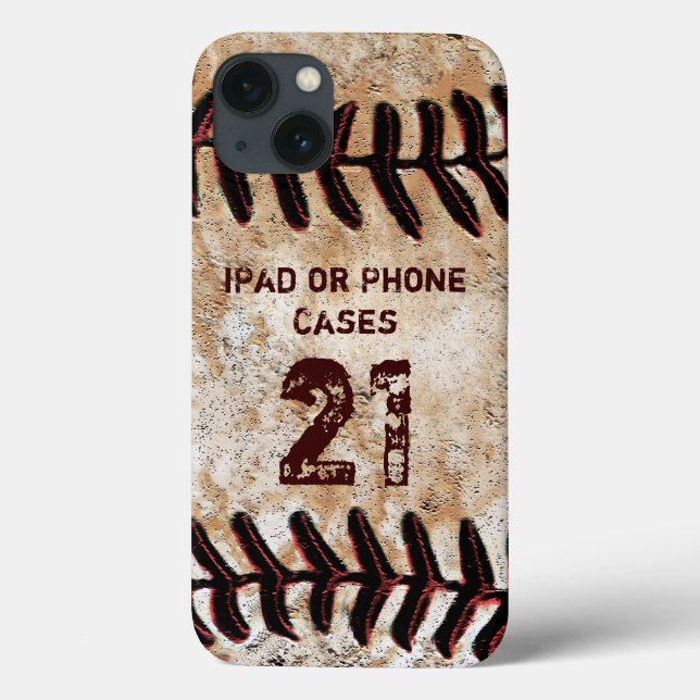 Funda De Case-Mate Para iPhone CAJA Vintage de iPad de Béisbol con NÚMERO TEXTO d (Reverso)
