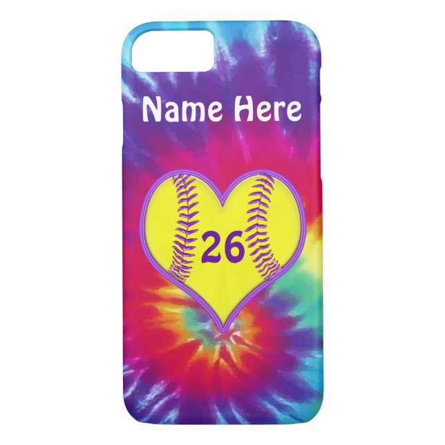 Funda De Case-Mate Para iPhone Cajas lindas del teléfono del softball del teñido (Reverso)