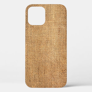 Funda Para iPhone 12 Cajón de arpillera marrón: fondo texturado de tela