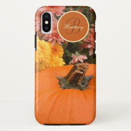 Funda Para iPhone X Calabaza Con Mamáes Amarillas Y Corales Monograma