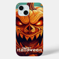 Calabaza de Halloween con ojos brillantes y amenaz