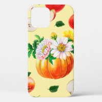 calabaza naranja, crisantemo, peras, manzanas roja