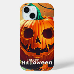 Funda Para iPhone 15 Calabaza naranja espeluznante con cara, Halloween