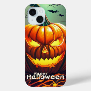 Funda Para iPhone 15 Calabaza naranja espeluznante con cara, Halloween