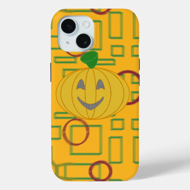 Funda De Case-Mate Para iPhone Calabaza sobre fondo geométrico (Reverso )