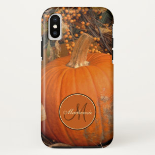 Funda Para iPhone X Calabaza y monograma agridulce del tema de la