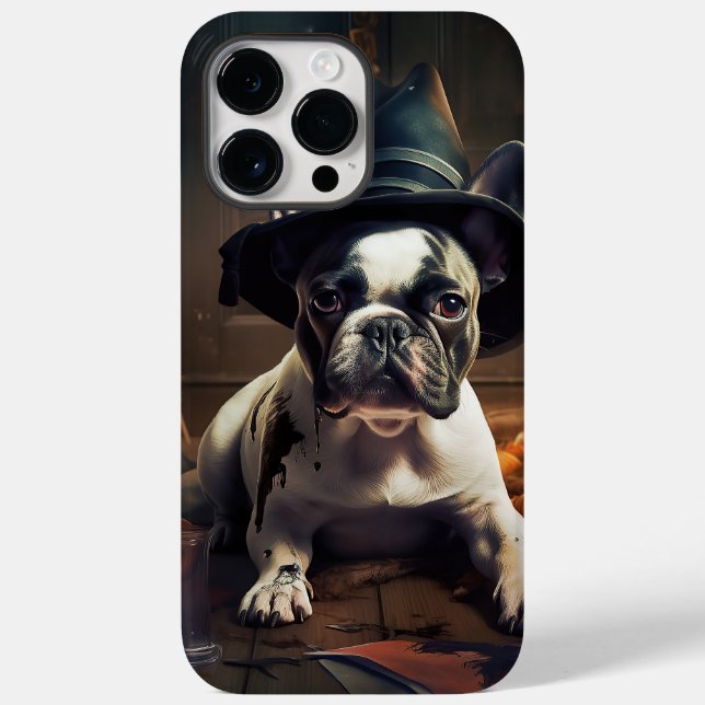 Funda De Case-Mate Para iPhone Calabazas de Bulldog francés asustan a Halloween (Reverso )