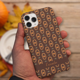 Funda Para iPhone 15 Pro Calabazas de vintage y hojas personalizado de patr