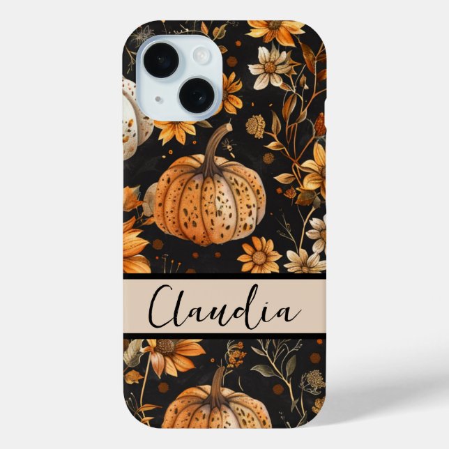Funda De Case-Mate Para iPhone Calabazas del tema del otoño (Reverso )