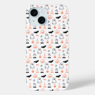 Funda Para iPhone 15 Calabazas Murciélagos Fantasmas Boo Caso de Hallow