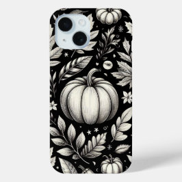 Funda Para iPhone 15 Calabazas Negras y Blancas