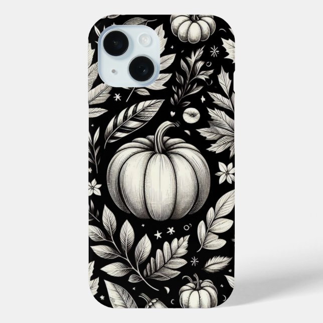 Funda De Case-Mate Para iPhone Calabazas Negras y Blancas (Reverso )