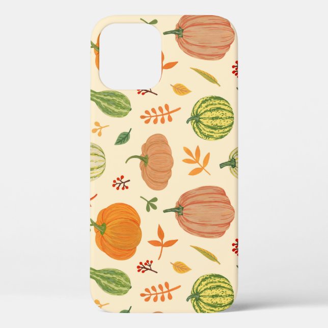Funda De Case-Mate Para iPhone Calabazas verdes y naranjas, patrón sin fisuras. (Reverso )
