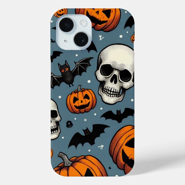 Funda De Case-Mate Para iPhone Calabazas y calaveras (Reverso )