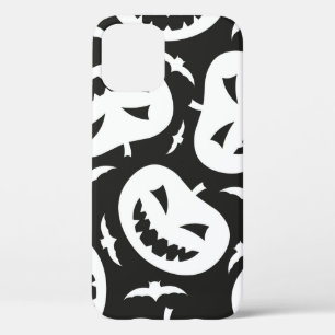 Funda Para iPhone 12 Calabazas y murciélagos blancos de halloween aisla