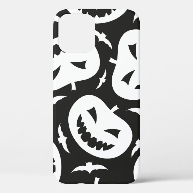Funda De Case-Mate Para iPhone Calabazas y murciélagos blancos de halloween aisla (Reverso )