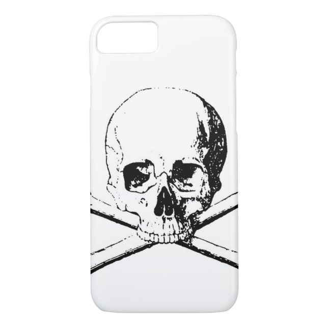 Funda De Case-Mate Para iPhone Calavera blanca y negra y huesos (Reverso)