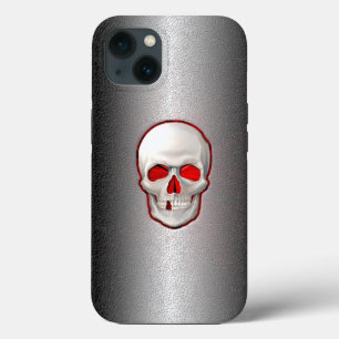 Funda Para iPhone 13 Calavera brillante 3D incrustada en metal agrietad