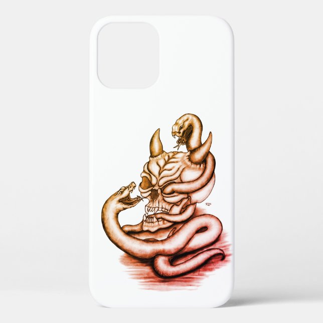 Funda De Case-Mate Para iPhone Calavera - Cabeza malvada con serpiente (Reverso )
