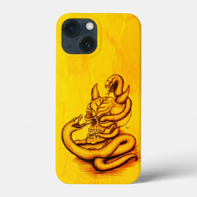 Funda De Case-Mate Para iPhone Calavera - Cabeza malvada con serpiente (Reverso )