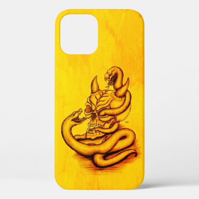Funda De Case-Mate Para iPhone Calavera - Cabeza malvada con serpiente (Reverso )