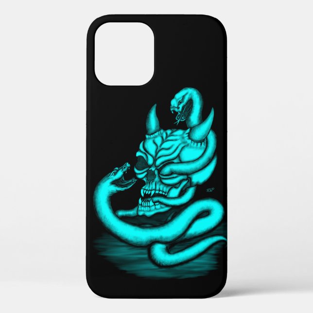 Funda De Case-Mate Para iPhone Calavera - Cabeza malvada con serpiente (Reverso )