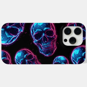 Funda Para iPhone 15 Pro Max Calavera ciberpunk neón synthwave brillo gamer gót