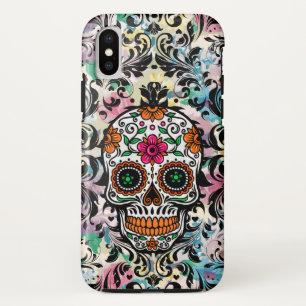 Funda Para iPhone X Calavera colorida y negras