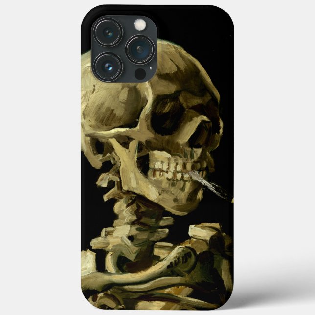 Funda De Case-Mate Para iPhone Calavera con cigarrillo en llamas de Van Gogh (Reverso )