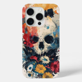 Funda Para iPhone 15 Pro Calavera con flores