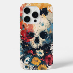 Funda Para iPhone 15 Pro Calavera con flores