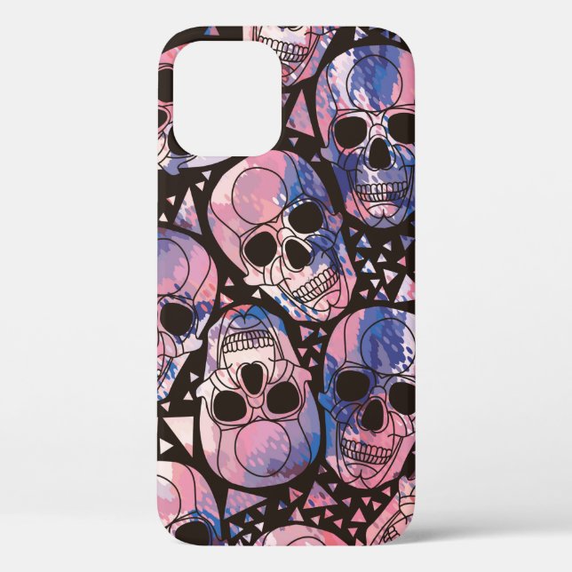 Funda De Case-Mate Para iPhone Calavera con ornamento poligonal. Halloween. Sin i (Reverso )