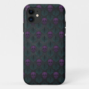 FUNDA PARA iPhone 11 CALAVERA DAMASCO VERDE AZUL PURPURA
