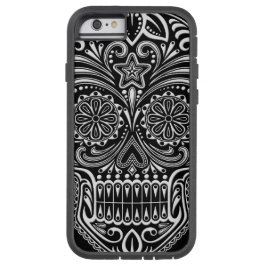 title_seo2 Calavera de azúcar en blanco y negro intrincada