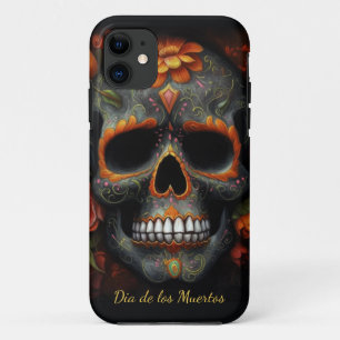 Funda Para iPhone 11 Calavera de azúcar floral Día de los Muertos Calav