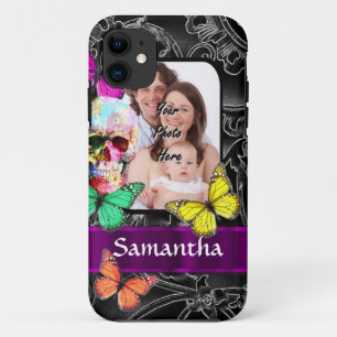 Funda Para iPhone 11 Calavera de azúcar y mariposas florales