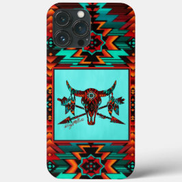 Funda Para iPhone 13 Pro Max Calavera De Búfalo Del Suroeste Y Flechas Funda-Ma