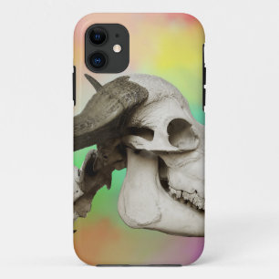 Funda Para iPhone 11 Calavera de búfalo en fondo acuarela