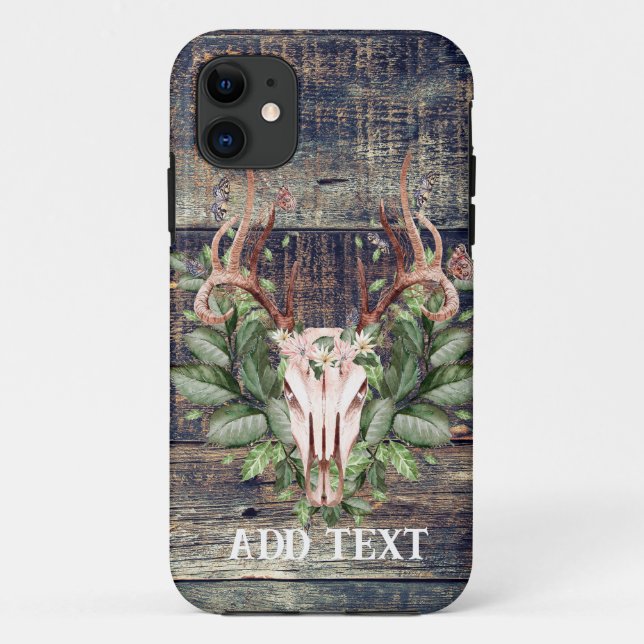 Funda De Case-Mate Para iPhone Calavera de ciervo de madera turquesa rusa occiden (Reverso)