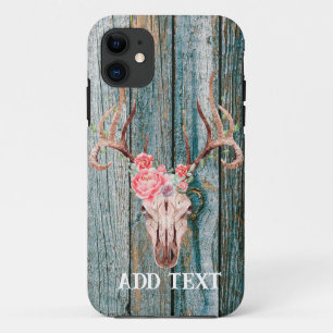 Funda Para iPhone 11 Calavera de ciervos de madera rústica occidental