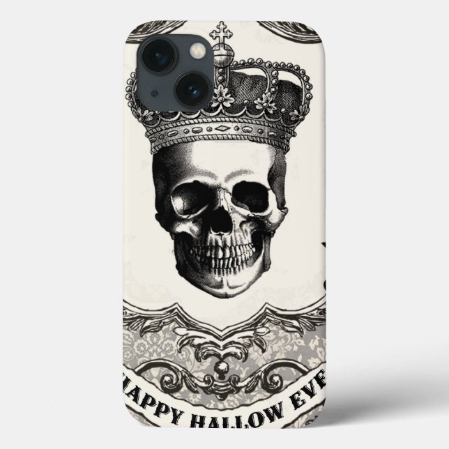 Funda De Case-Mate Para iPhone Calavera de Halloween de época moderna (Reverso)