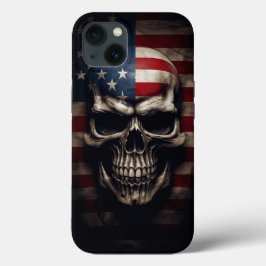 Funda Para iPhone 13 Calavera de la bandera americana
