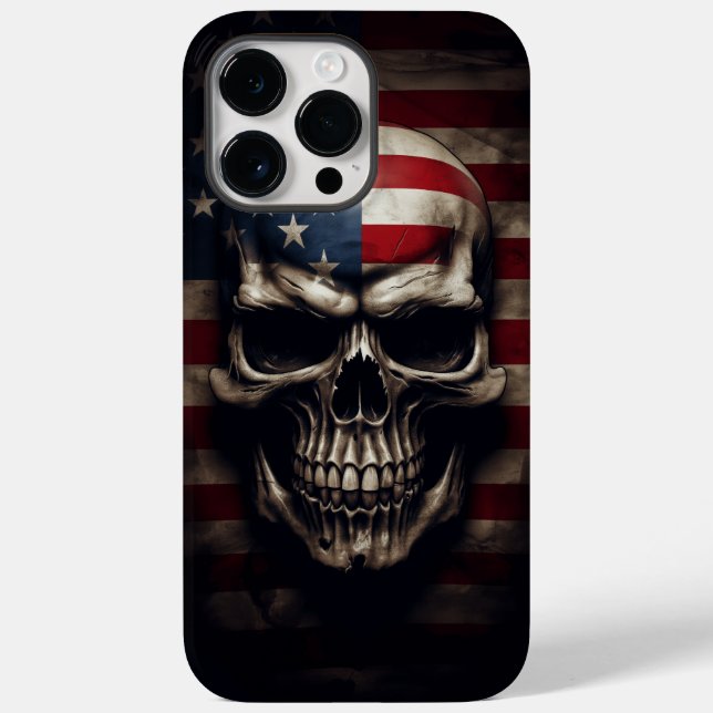 Funda De Case-Mate Para iPhone Calavera de la bandera americana  (Reverso )