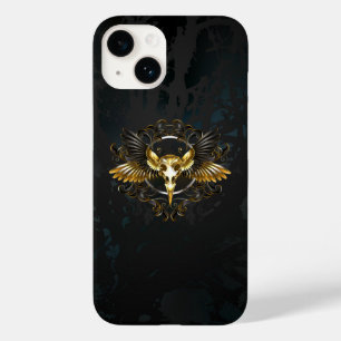 Funda Para iPhone 14 De Case-Mate Calavera de pájaro dorado sobre fondo negro