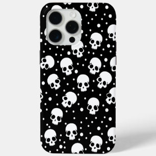 Funda Para iPhone 15 Pro Max Calavera de punto de polka monocroma