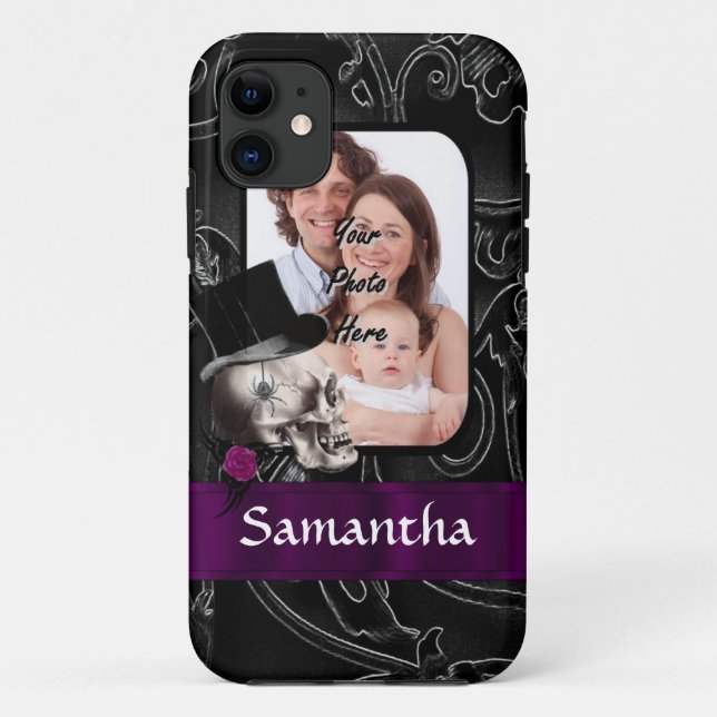 Funda De Case-Mate Para iPhone Calavera de tatuaje gótico (Reverso)