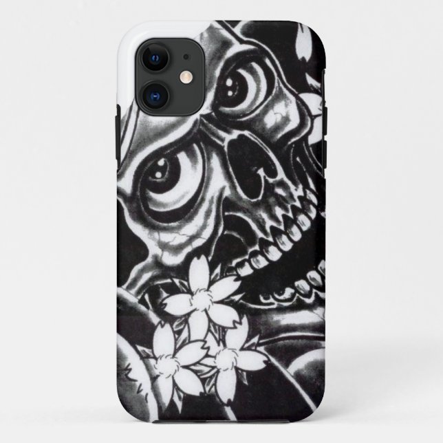 Funda De Case-Mate Para iPhone calavera de tatuaje japonés (Reverso)
