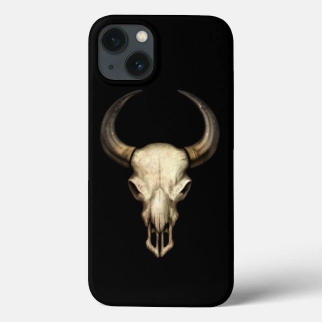 Funda De Case-Mate Para iPhone Calavera de toro en negro (Reverso)