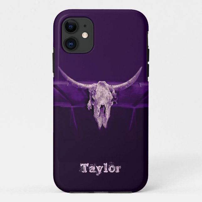 Funda De Case-Mate Para iPhone Calavera de toro occidental Rústico violento (Reverso)