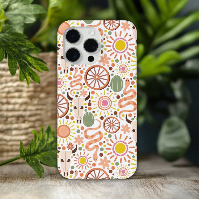 Funda De Case-Mate Para iPhone Calavera de vaca occidental moderna con patrón de  (Subido por el creador)